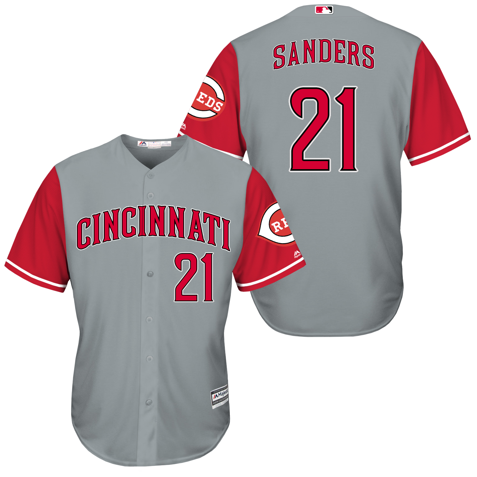 Reds 21 Deion Sanders Grey New Cool Base Jersey