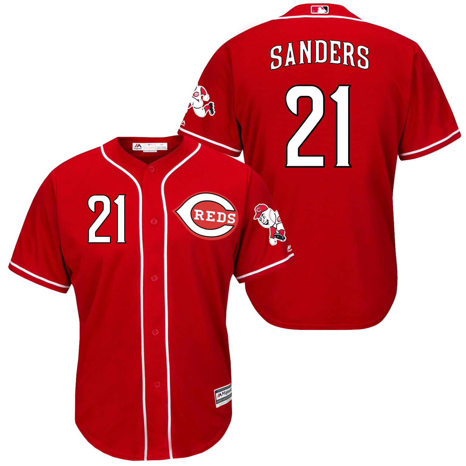 Reds 21 Deion Sanders Red New Cool Base Jersey