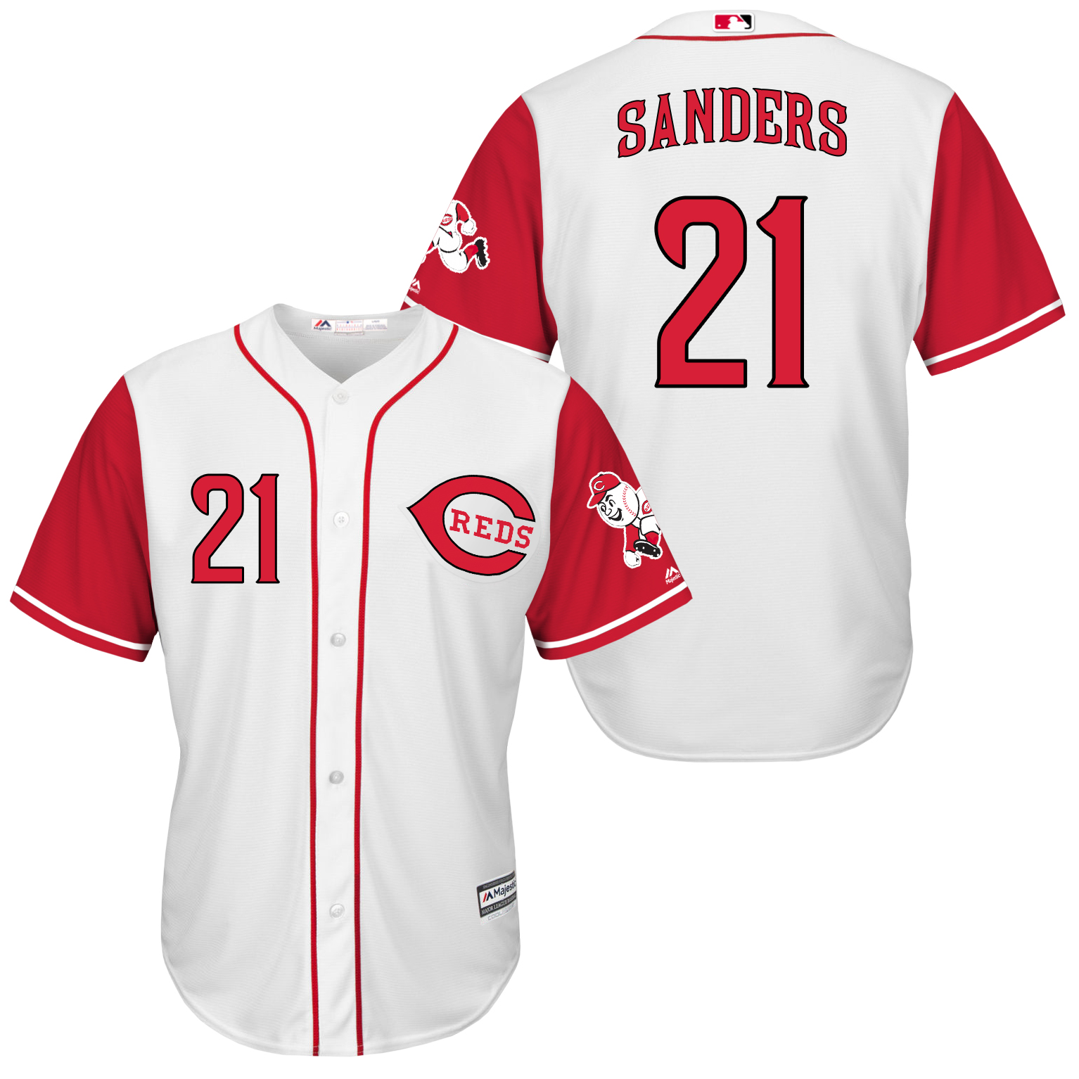 Reds 21 Deion Sanders White New Cool Base Jersey