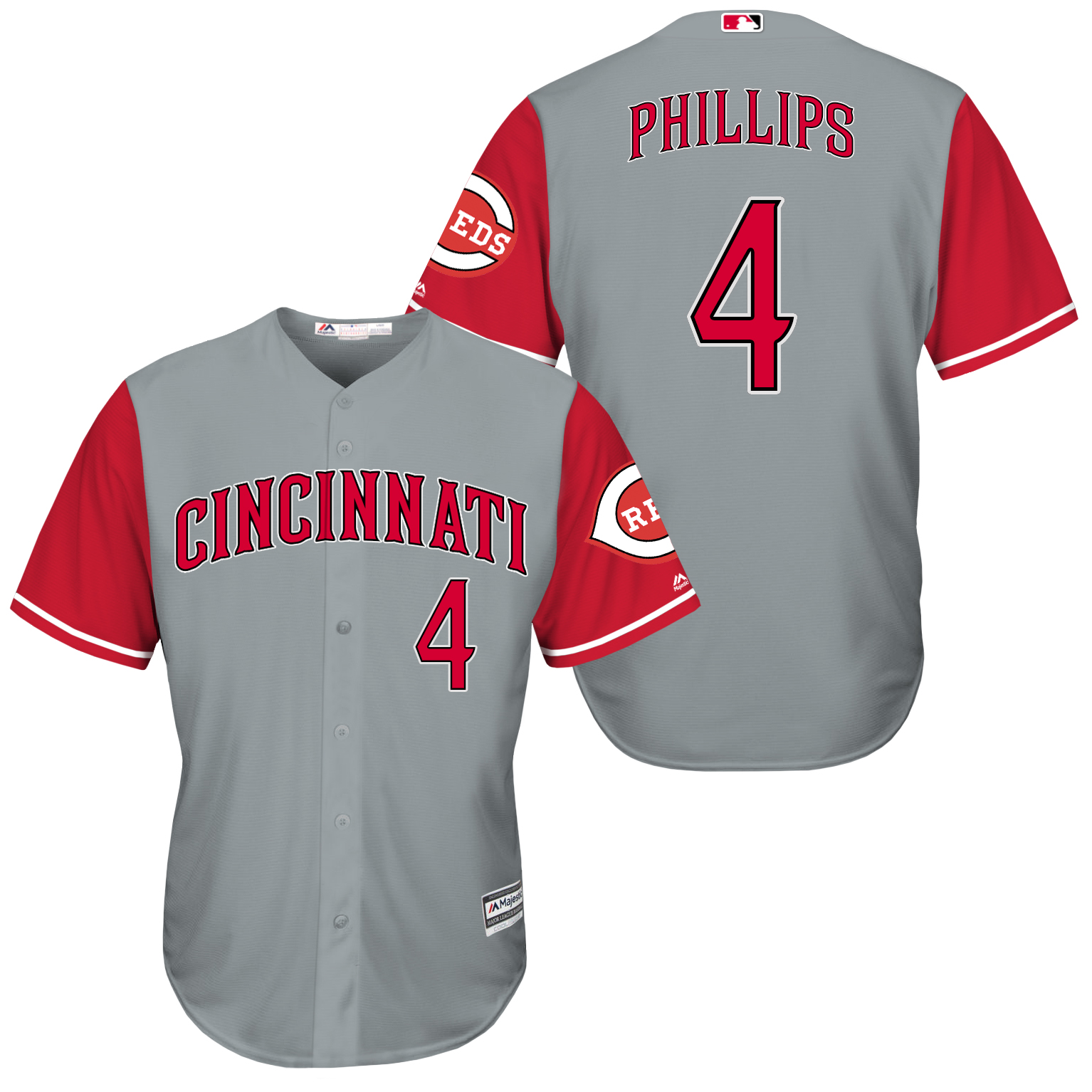 Reds 4 Brandon Phillips Grey New Cool Base Jersey