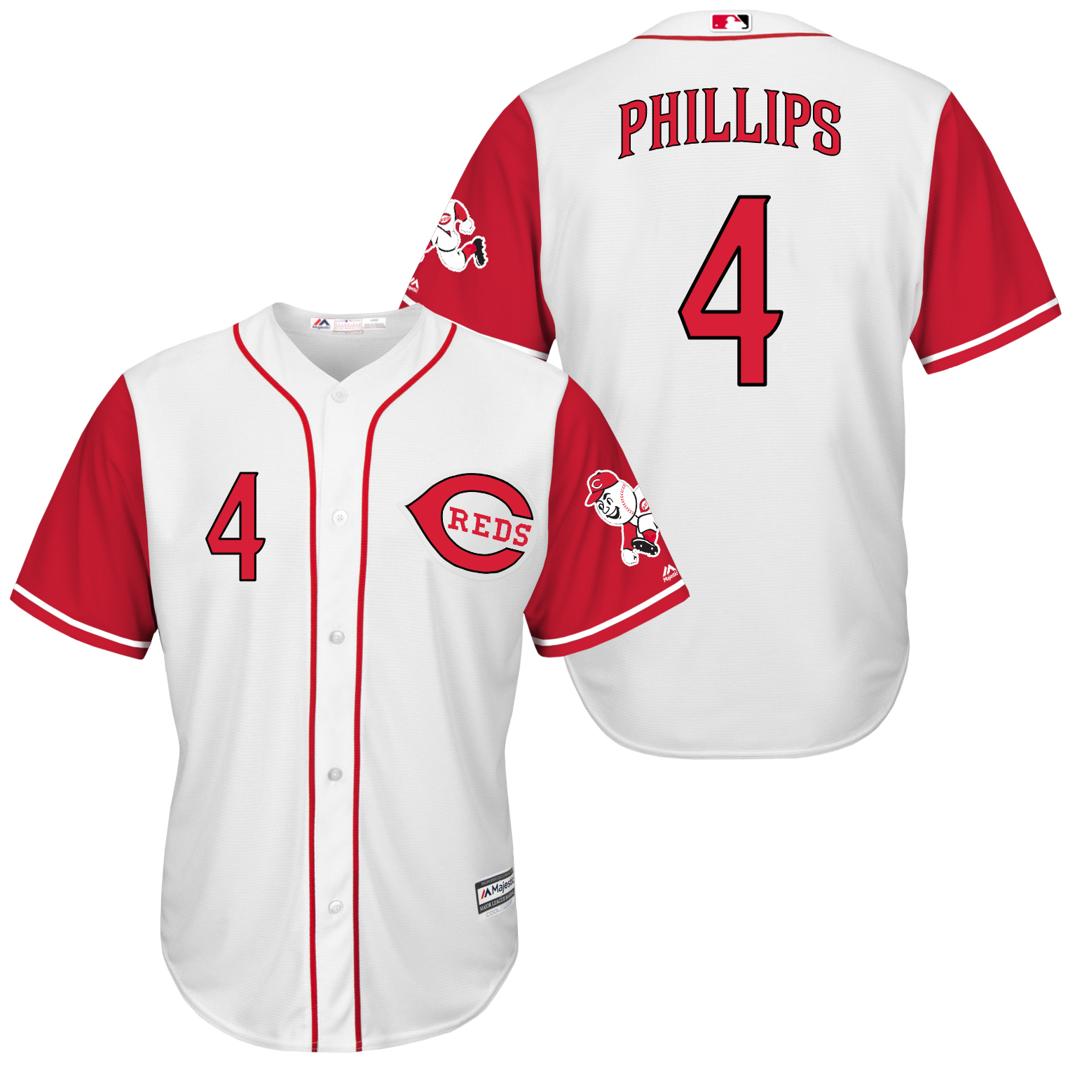 Reds 4 Brandon Phillips White New Cool Base Jersey