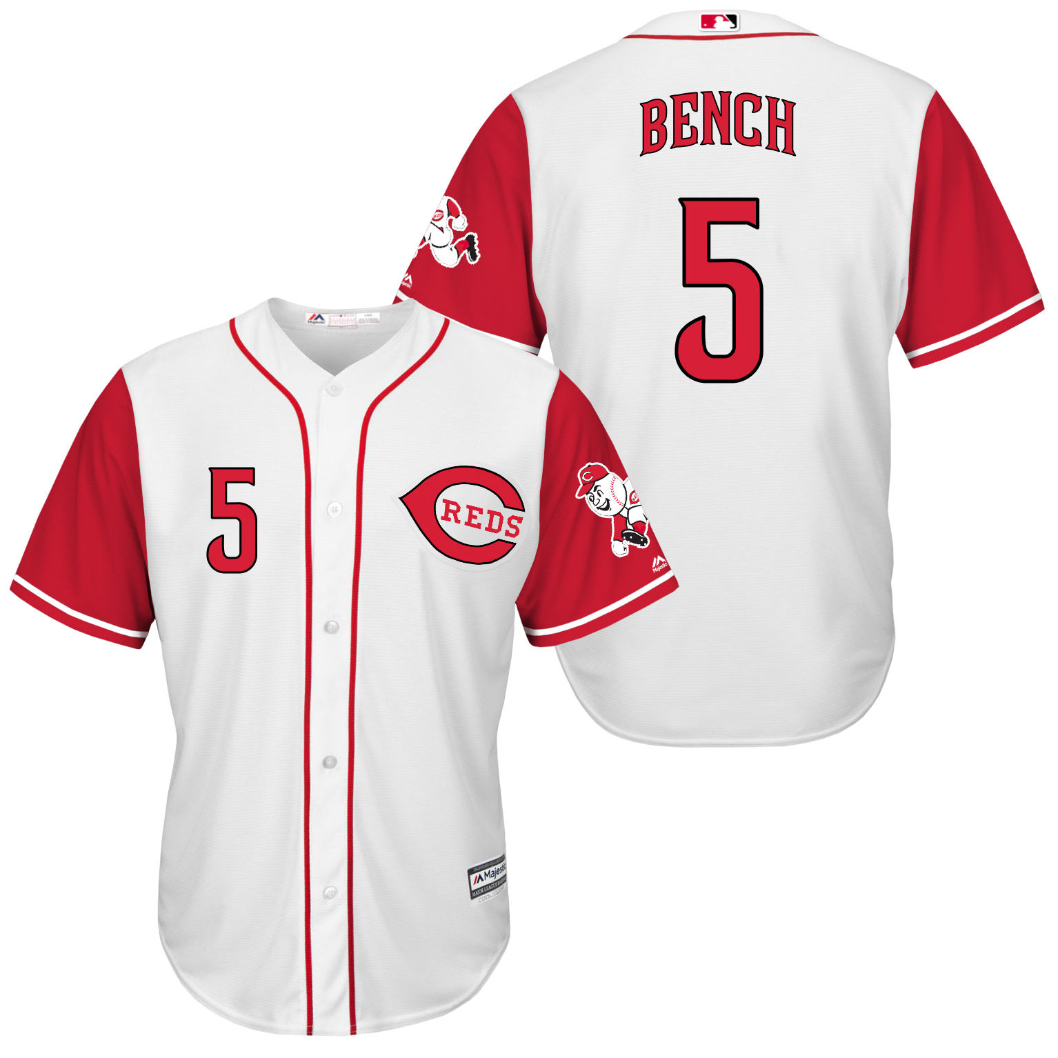 Reds 5 Johnny Bench White New Cool Base Jersey