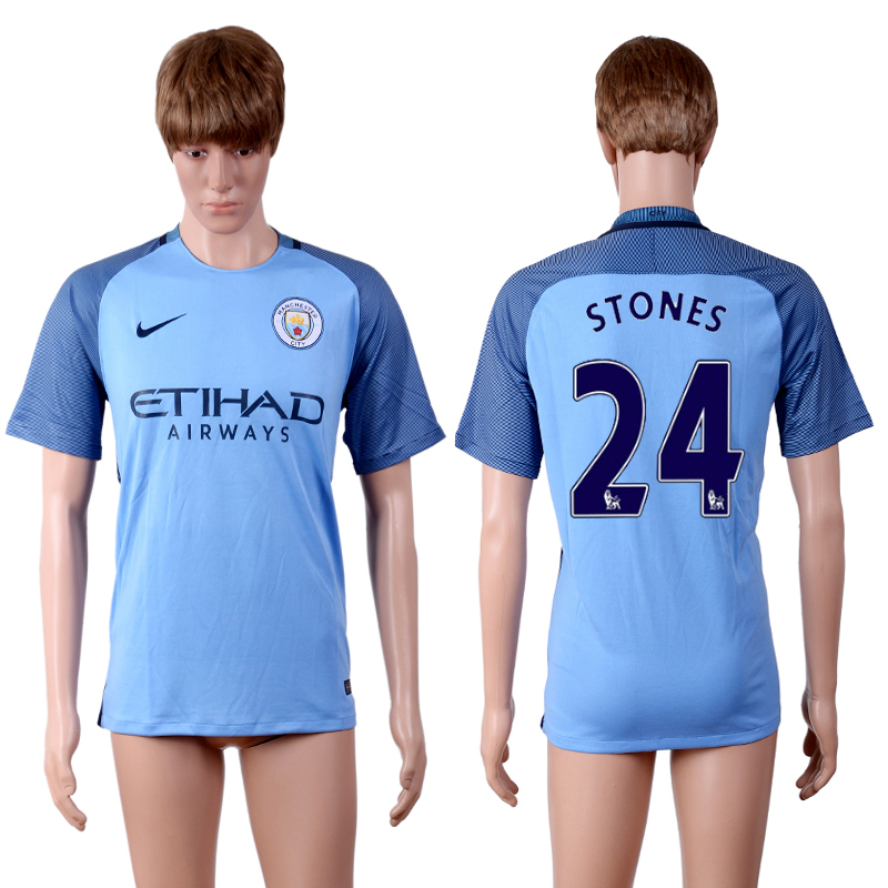 2016-17 Manchester City 24 STONES Home Thailand Soccer Jersey