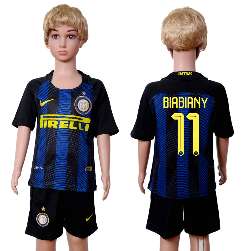 2016-17 Inter Milan 11 BIABIANY Home Youth Soccer Jersey