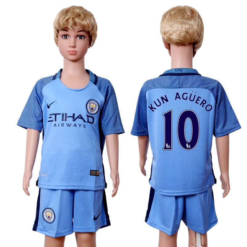 2016-17 Manchester City 10 KUN AGUERO Home Soccer Jersey