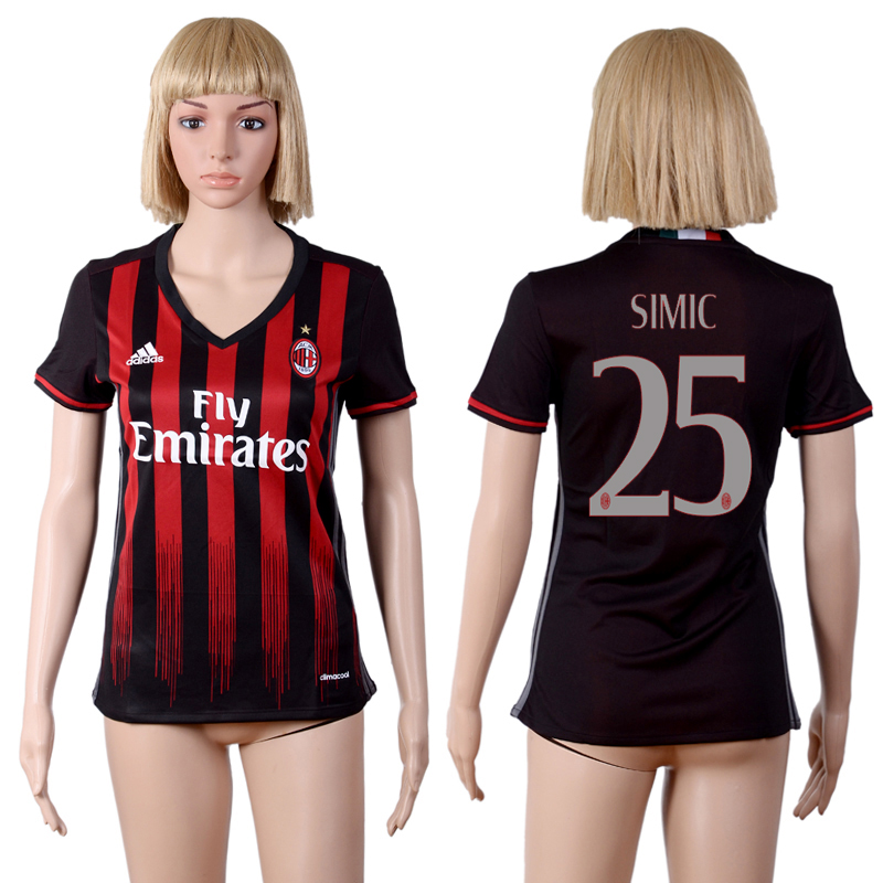 2016-17 AC Milan 25 SIMIC Home Women Soccer Jersey