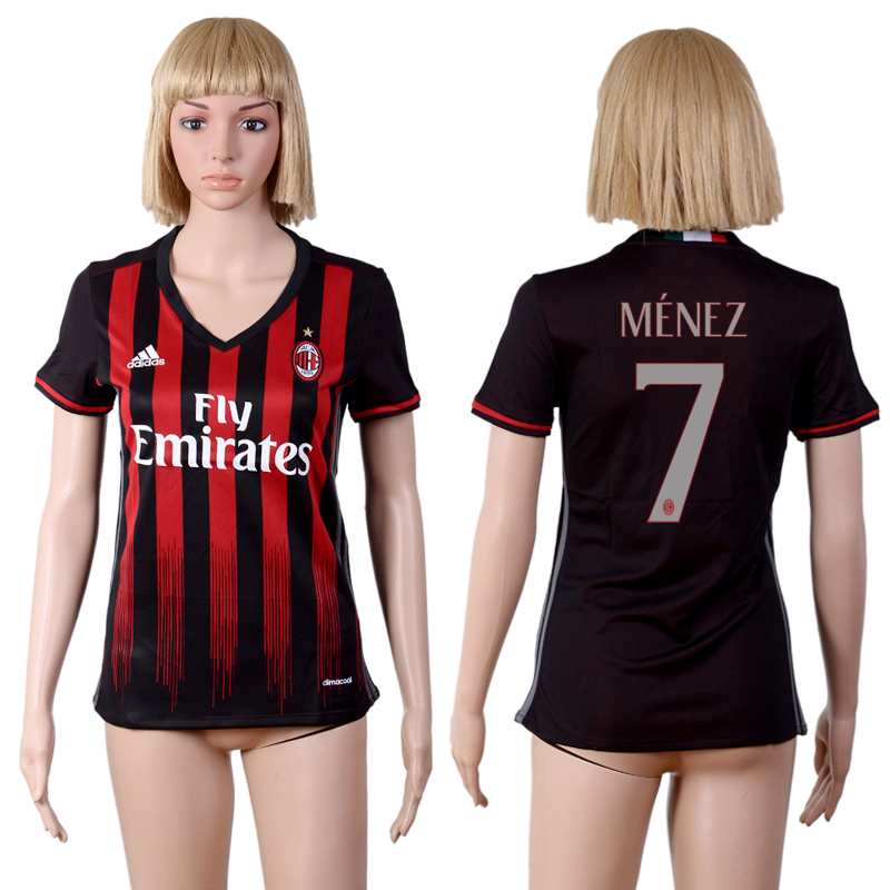 2016-17 AC Milan 7 MENEZ Home Women Soccer Jersey