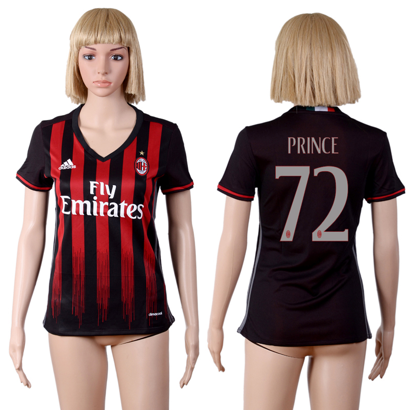 2016-17 AC Milan 72 PRINCE Home Women Soccer Jersey