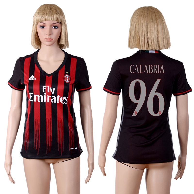 2016-17 AC Milan 96 CALABRIA Home Women Soccer Jersey