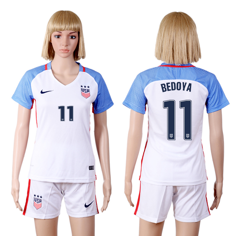 2016-17 USA 11 BEDOYA Home Women Soccer Jersey
