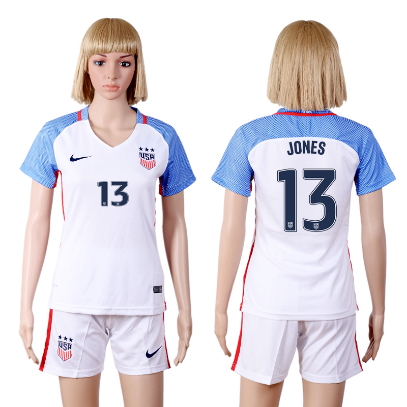 2016-17 USA 13 JONES Home Women Soccer Jersey