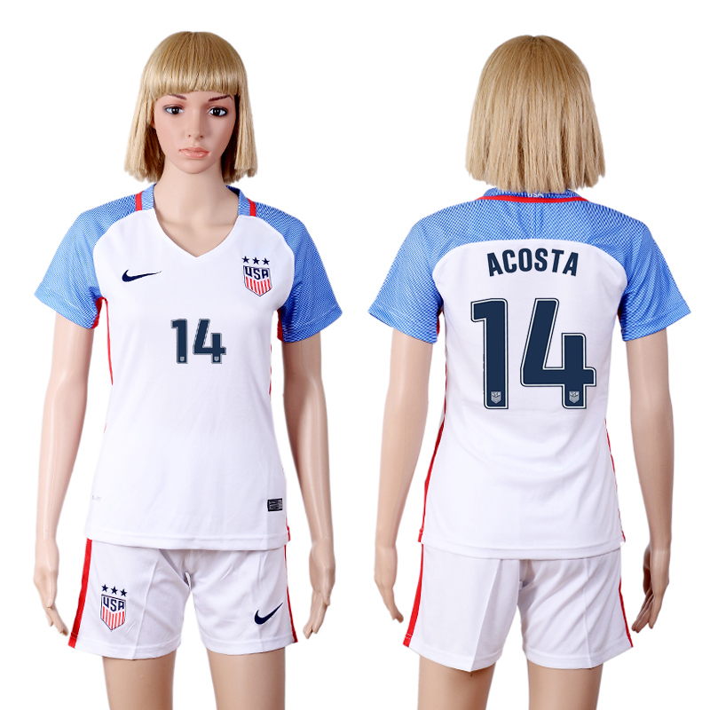 2016-17 USA 14 ACOSTA Home Women Soccer Jersey 2016-17 USA 14 ACOSTA Home Women Soccer Jersey