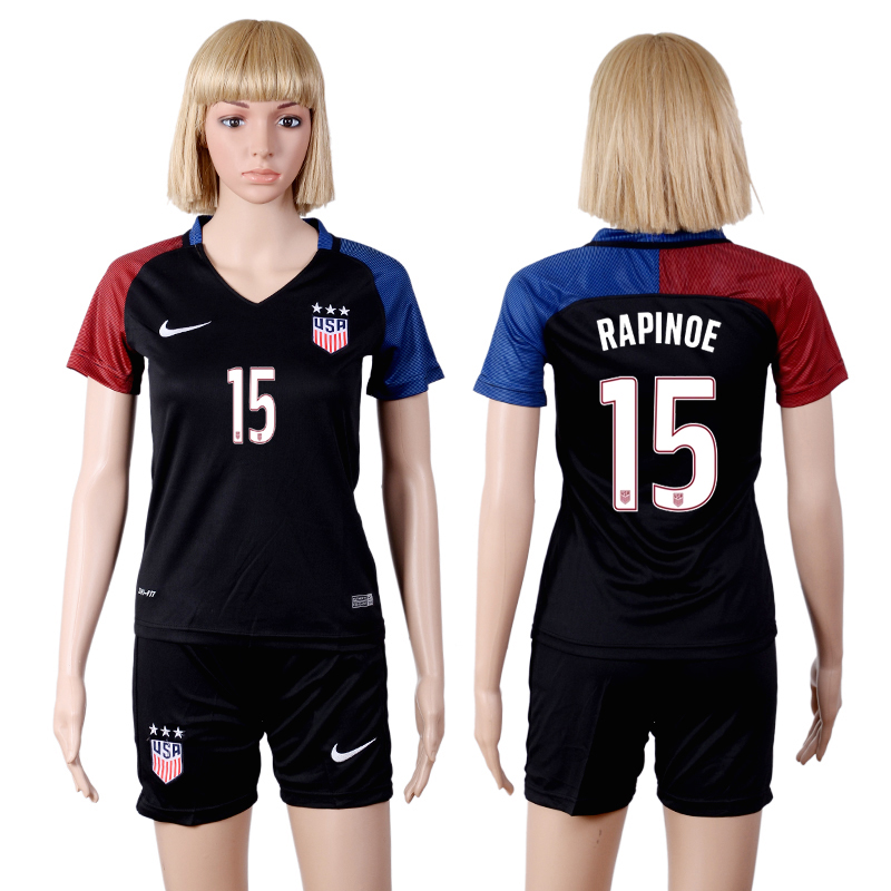 2016-17 USA 15 RAPINOE Away Women Soccer Jersey