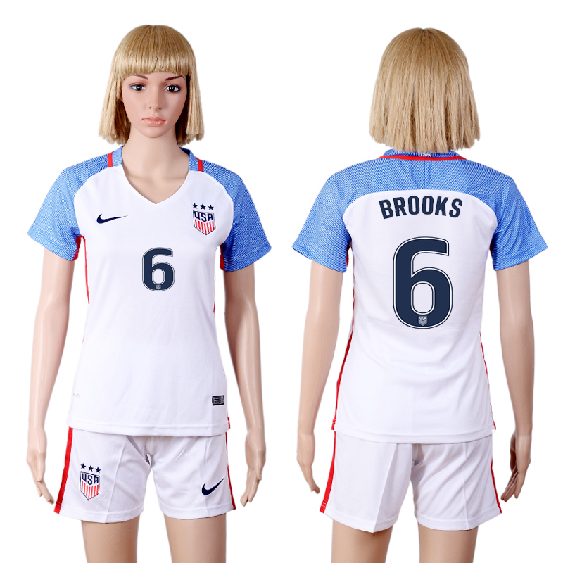 2016-17 USA 6 BROOKS Home Women Soccer Jersey