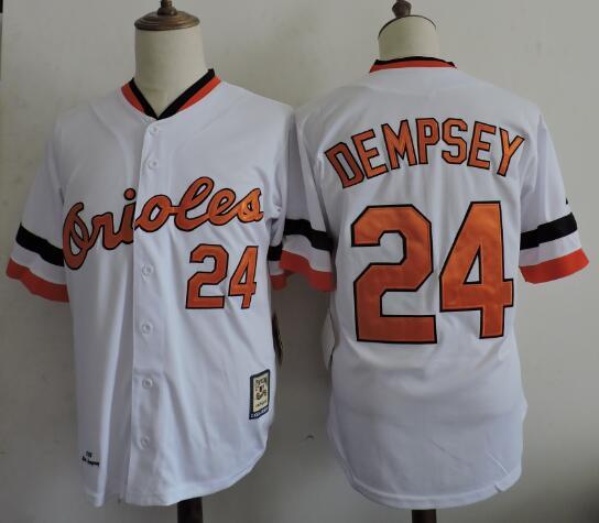 Orioles 24 Rick Dempsey White Throwback Jersey
