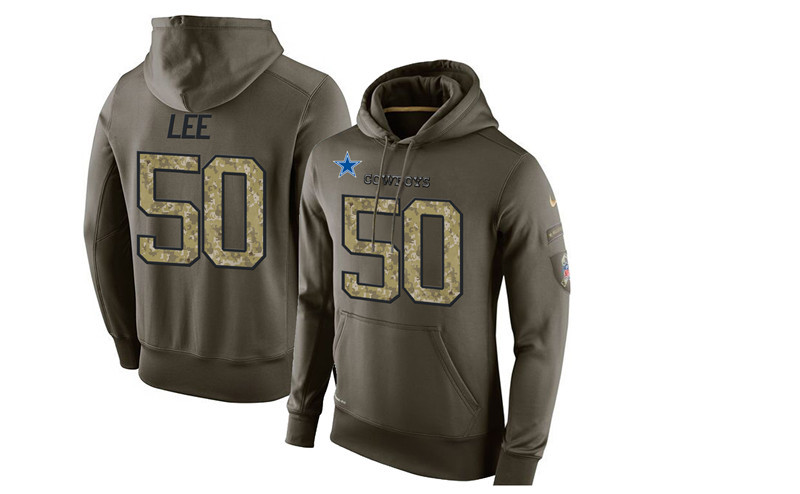 Nike Cowboys 50 Sean Lee Olive Green Salute To Service Pullover Hoodie