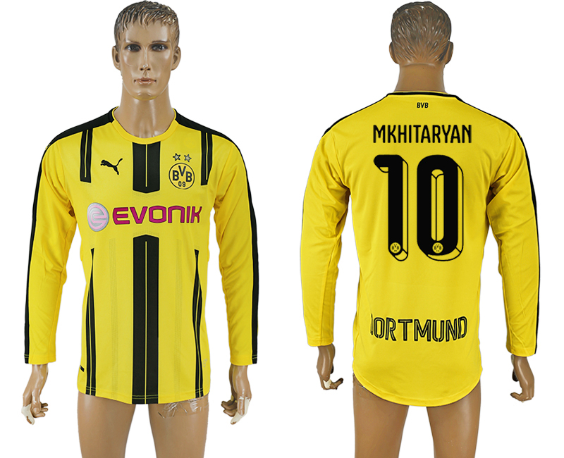 2016-17 Dortmund 10 MKHITARYAN Home Long Sleeve Thailand Soccer Jersey