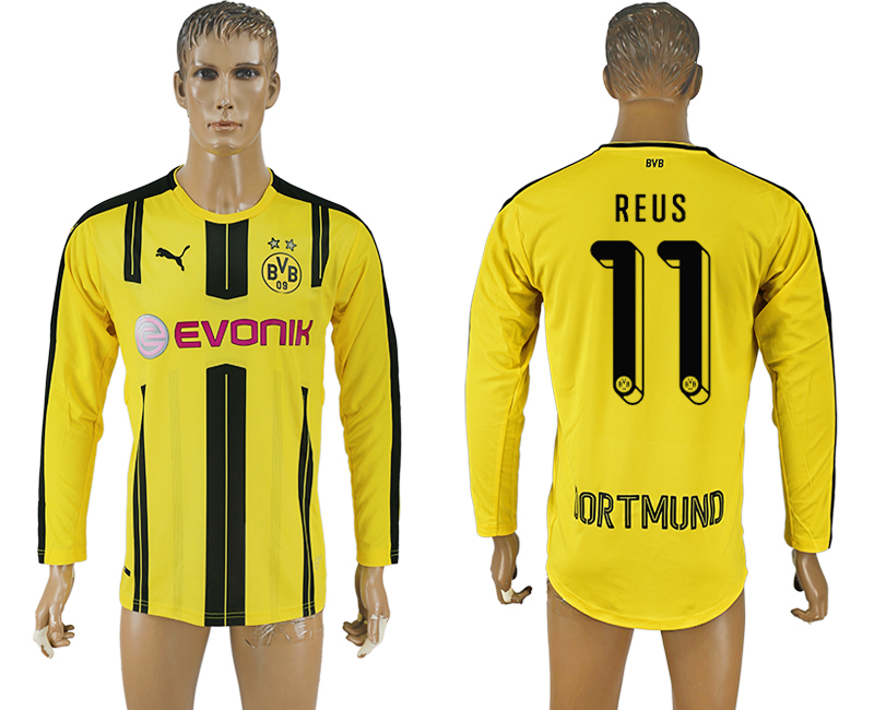 2016-17 Dortmund 11 REUS Home Long Sleeve Thailand Soccer Jersey
