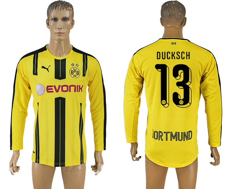 2016-17 Dortmund 13 DUCKSCH Home Long Sleeve Thailand Soccer Jersey