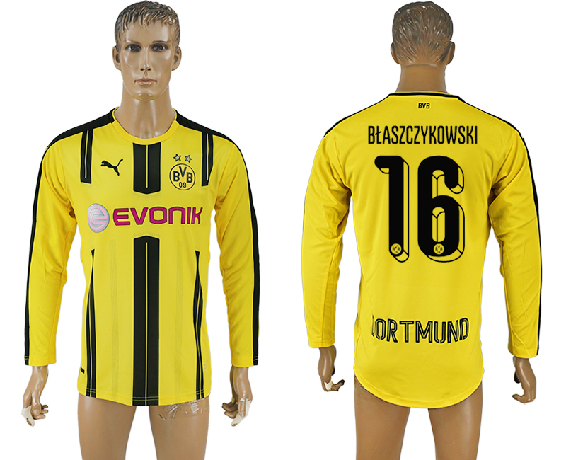 2016-17 Dortmund 16 BLASZCZYKOWSKI Home Long Sleeve Thailand Soccer Jersey