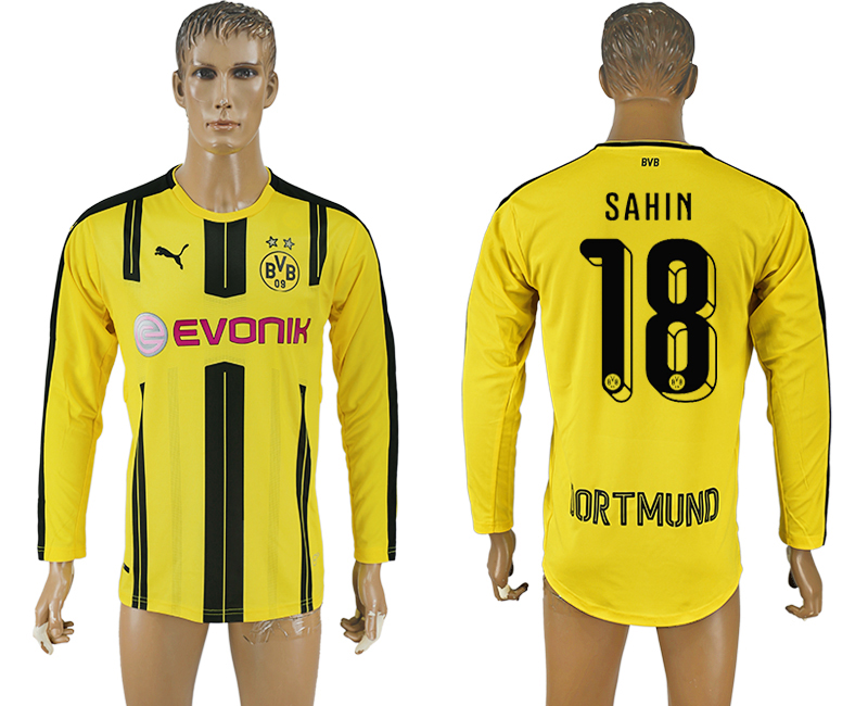 2016-17 Dortmund 18 SAHIN Home Long Sleeve Thailand Soccer Jersey