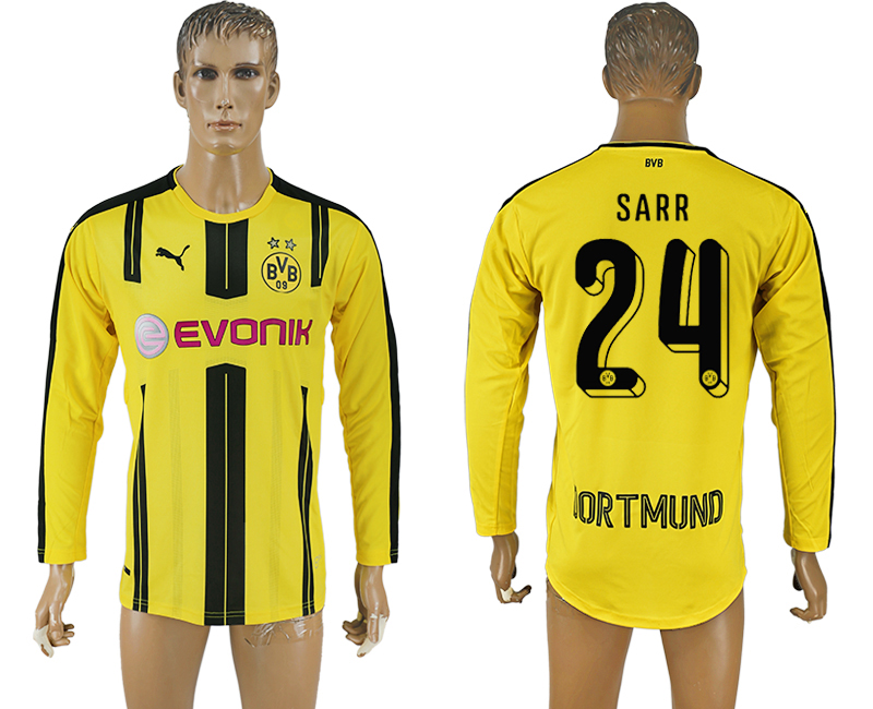2016-17 Dortmund 24 SARR Home Long Sleeve Thailand Soccer Jersey