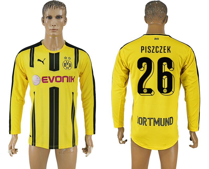 2016-17 Dortmund 26 PISZCZEK Home Long Sleeve Thailand Soccer Jersey