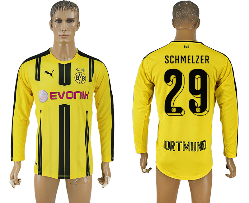 2016-17 Dortmund 29 SCHMELZER Home Long Sleeve Thailand Soccer Jersey