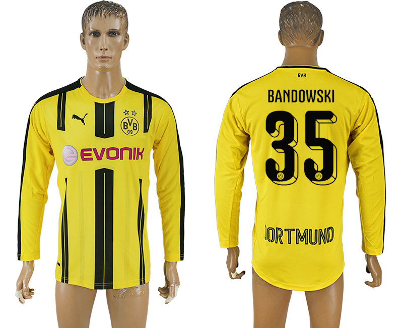2016-17 Dortmund 35 BANDOWSKI Home Long Sleeve Thailand Soccer Jersey