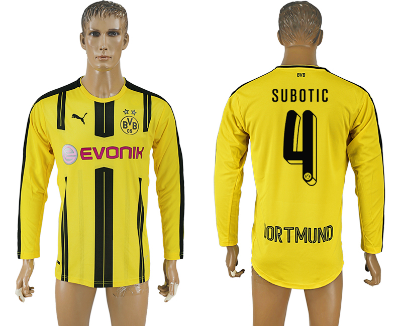 2016-17 Dortmund 4 SUBOTIC Home Long Sleeve Thailand Soccer Jersey