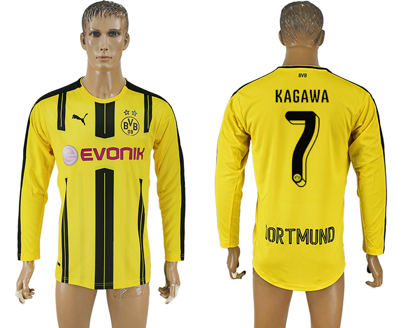 2016-17 Dortmund 7 KAGAWA Home Long Sleeve Thailand Soccer Jersey
