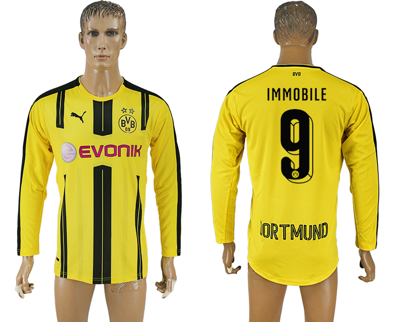 2016-17 Dortmund 9 IMMOBILE Home Long Sleeve Thailand Soccer Jersey
