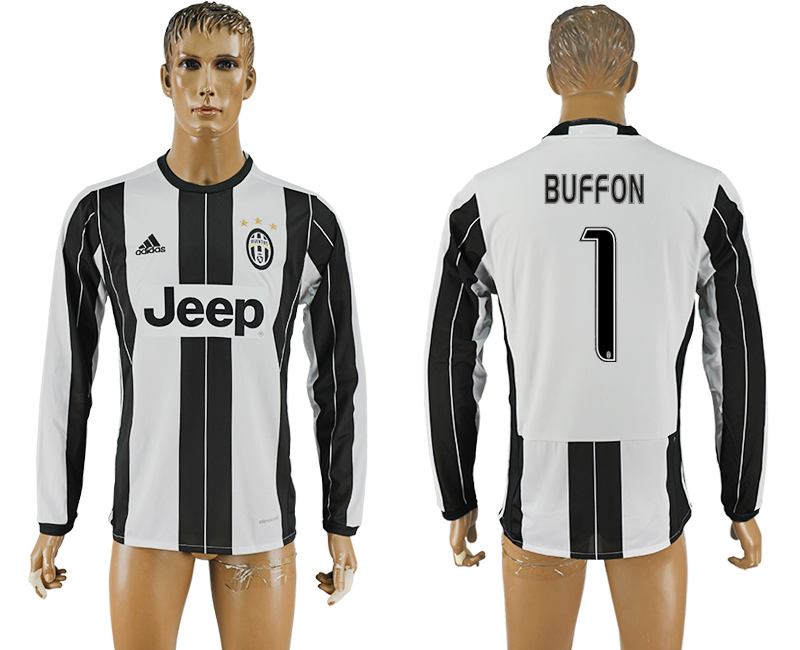 2016-17 Juventus 1 BUFFON Home Long Sleeve Thailand Soccer Jersey