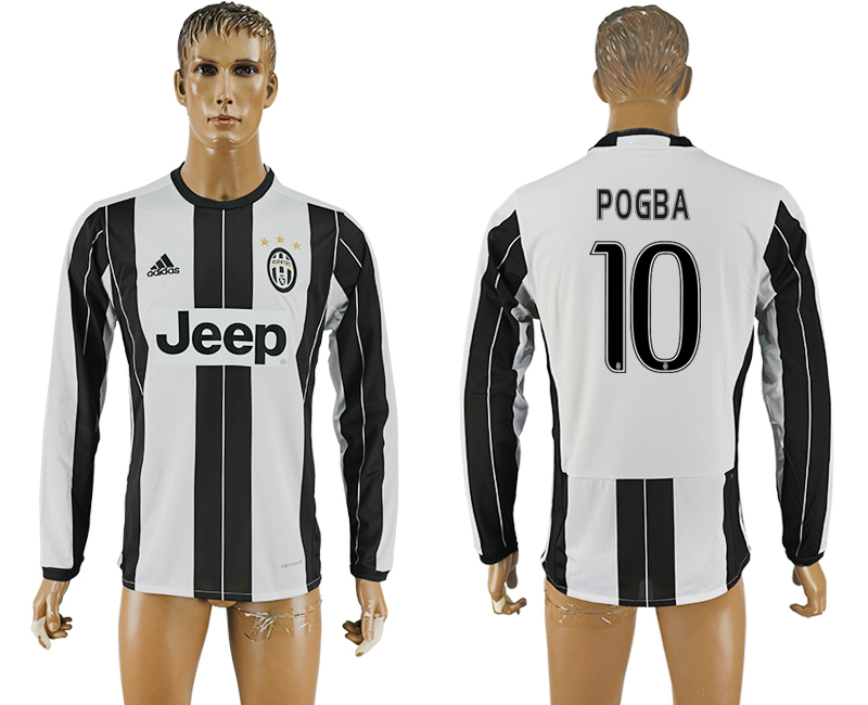 2016-17 Juventus 10 POGBA Home Long Sleeve Thailand Soccer Jersey