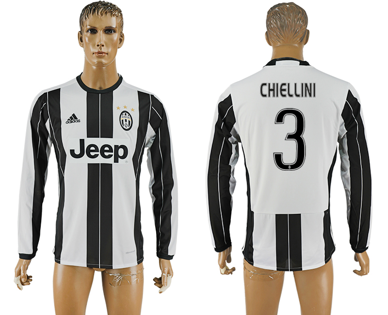 2016-17 Juventus 3 CHIELLINI Home Long Sleeve Thailand Soccer Jersey