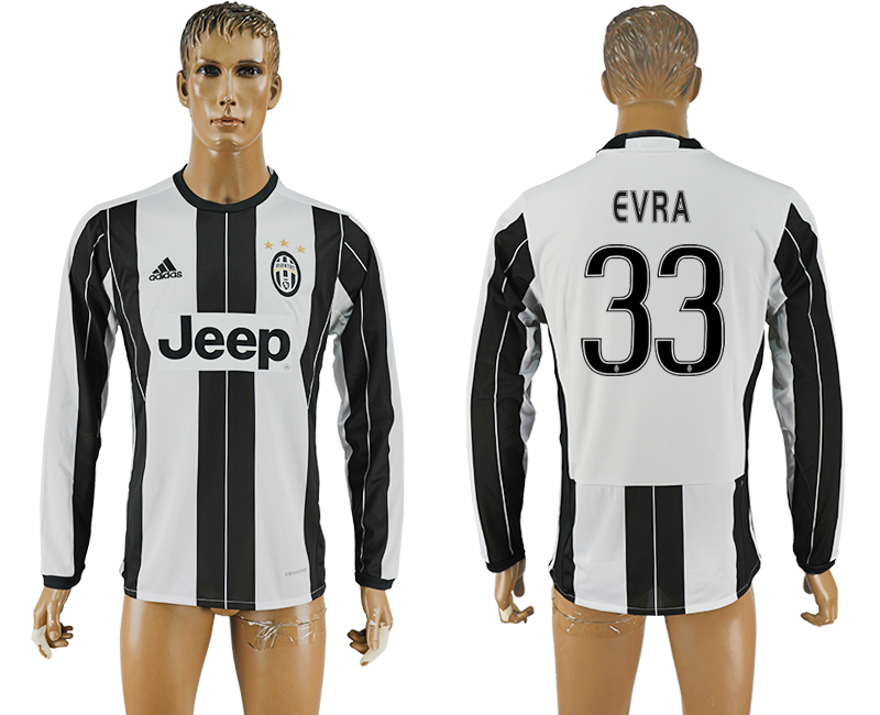 2016-17 Juventus 33 EVRA Home Long Sleeve Thailand Soccer Jersey