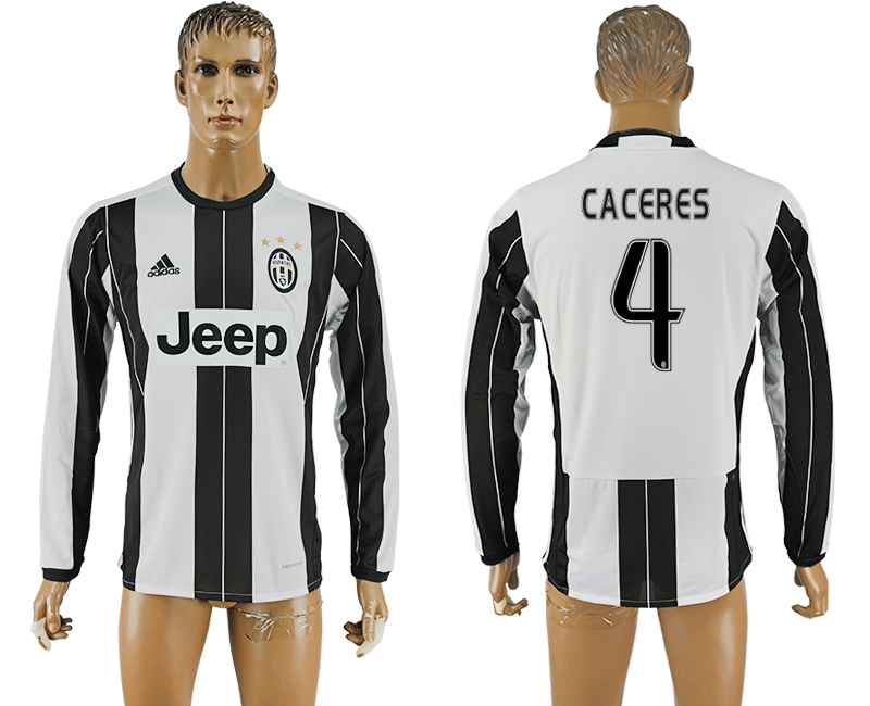 2016-17 Juventus 4 CACERES Home Long Sleeve Thailand Soccer Jersey