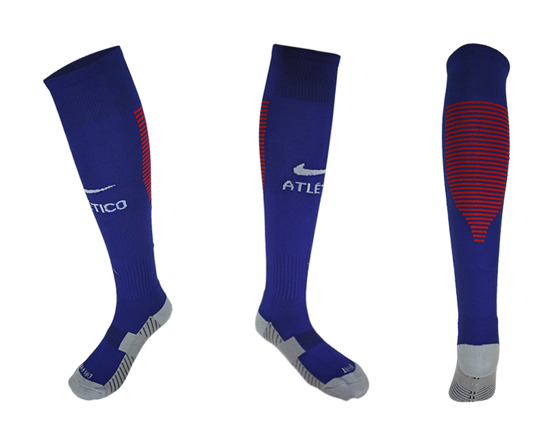2016-17 Atletico Madrid Home Soccer Socks - Click Image to Close