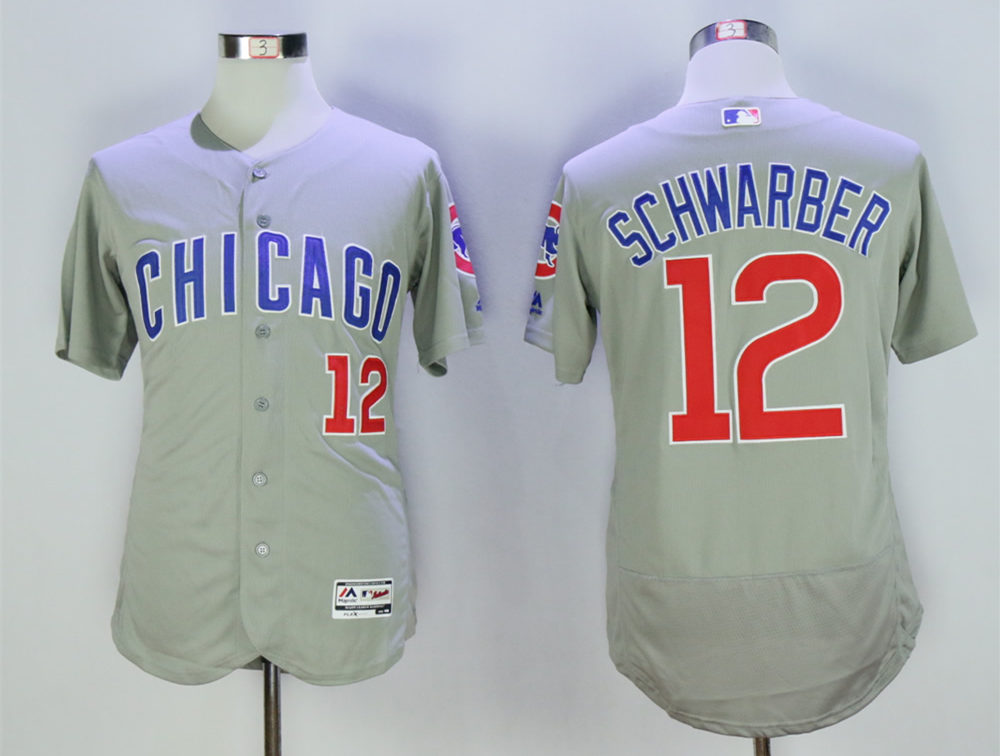 Cubs 12 Kyle Schwarber Grey Road Flexbase Collection Player Jersey