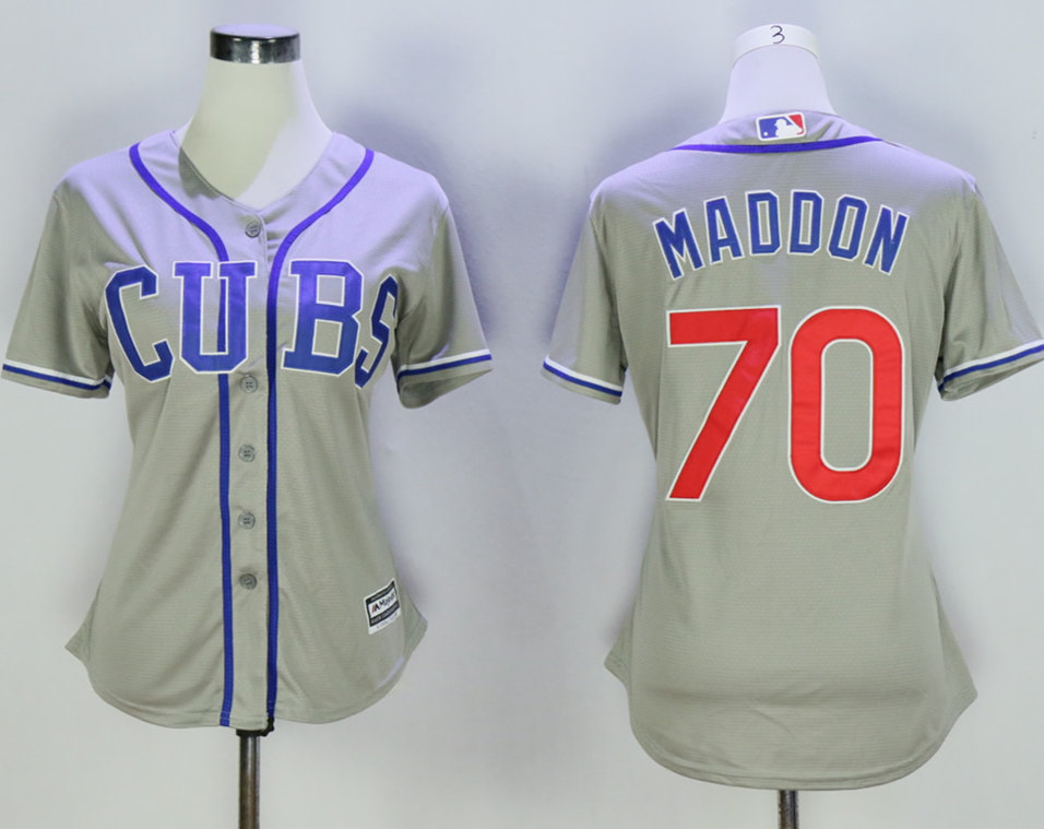 Cubs 70 Joe Maddon Grey Women New Cool Base Jersey