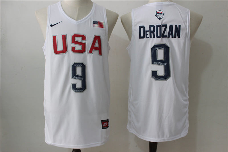 USA Basketball 9 DeMar DeRozan White Nike Rio Elite Stitched Jersey