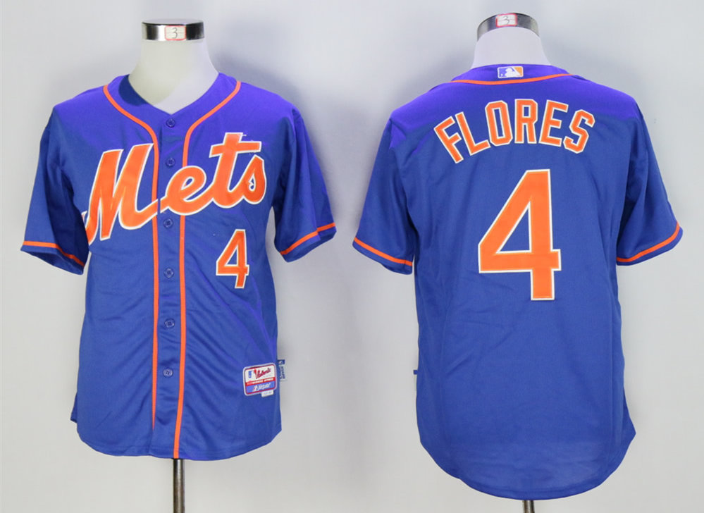Mets 4 Wilmer Flores Blue Cool Base Jersey