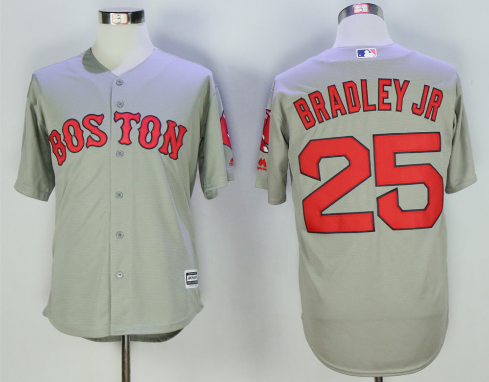 Red Sox 25 Jackie Bradley Jr Grey New Cool Base Jersey - Click Image to Close