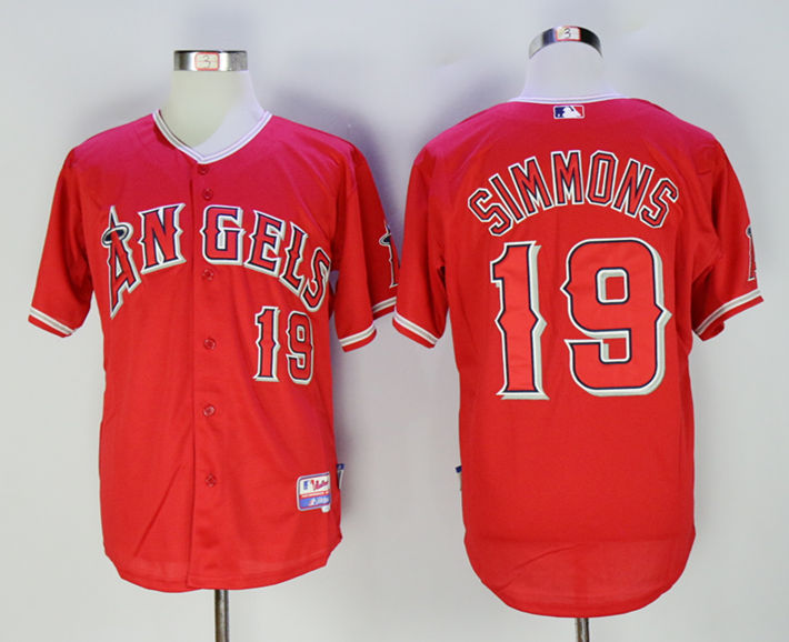 Angels 19 Andrelton Simmons Red Cool Base Jersey