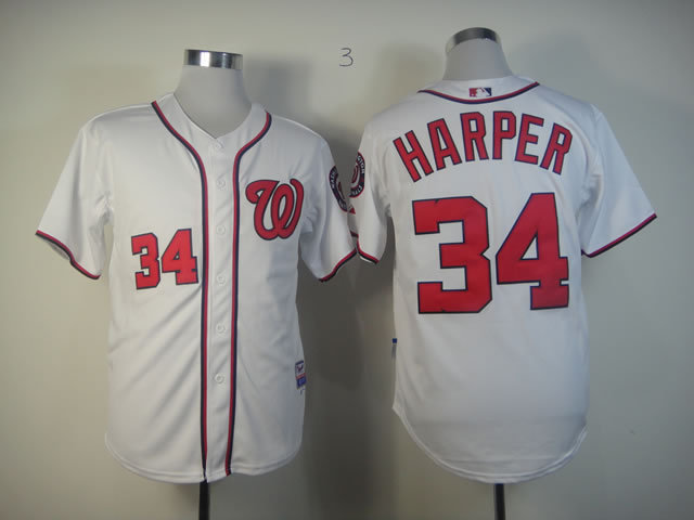 Nationals 34 Bryce Harper White Cool Base Jersey