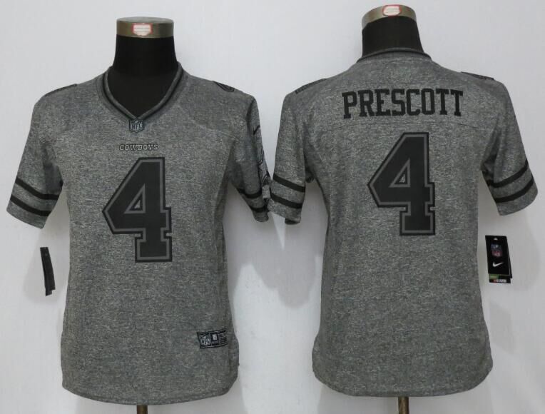 Nike Cowboys 4 Dak Prescott Gray Gridiron Gray Women Limited Jersey