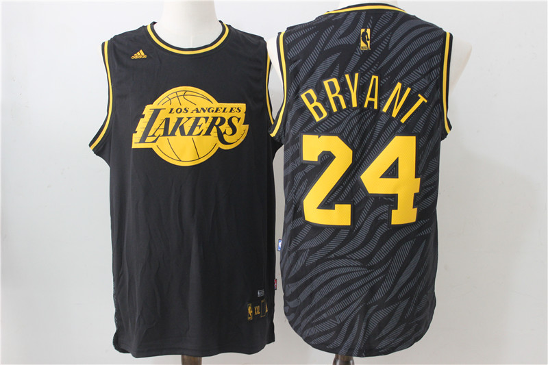 Lakers 24 Kobe Bryant Black Precious Metals Fashion Swingman Jersey