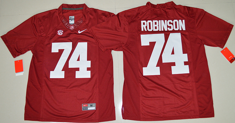 Alabama Crimson Tide 74 Cam Robinson Red College Football Jersey