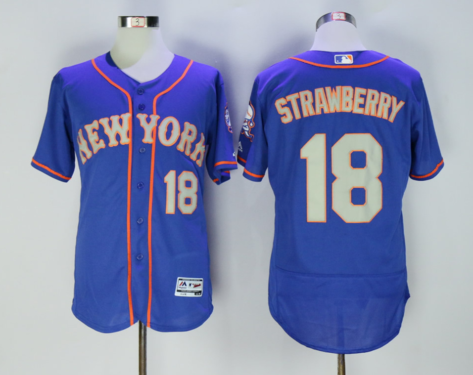 Mets 18 Darryl Strawberry Blue Alternate Flexbase Jersey