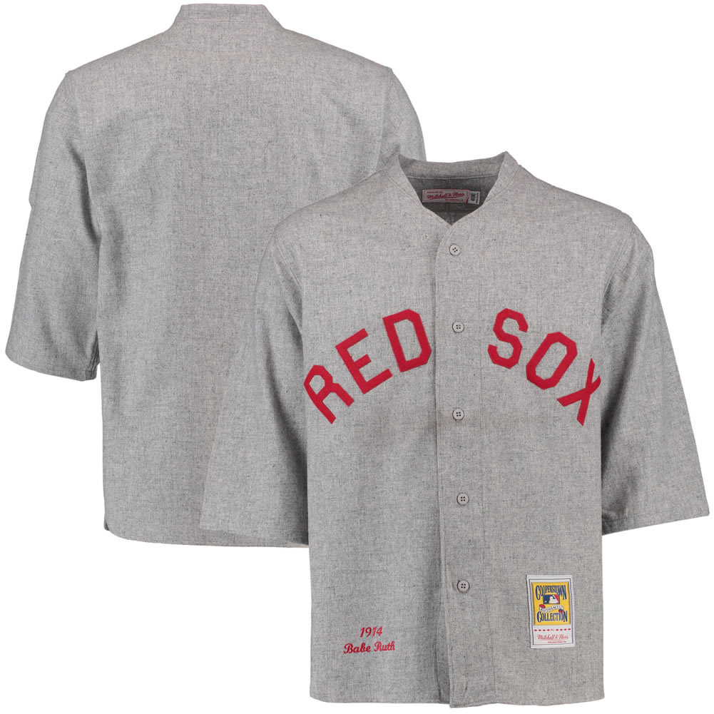 Red Sox 1914 Babe Ruth Grey Mitchell & Ness Throwback Jersey